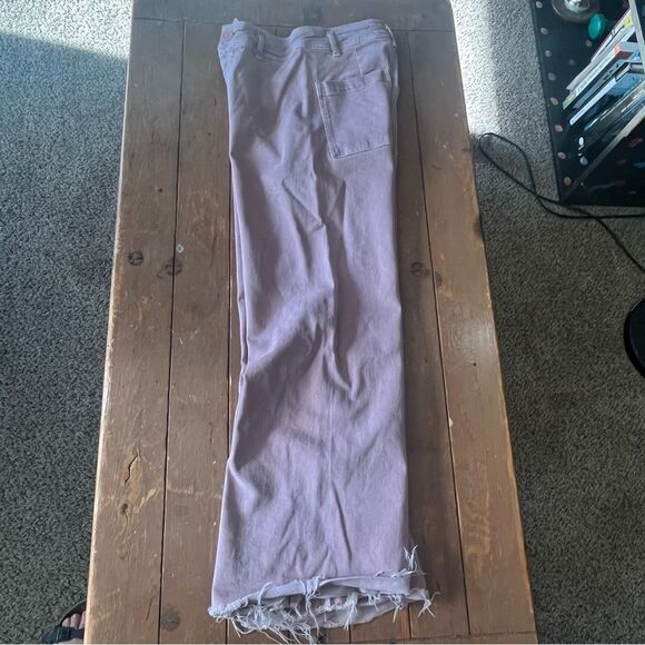 Zara Womens Y2K Wide Leg Jeans Pastel Pink High rise Flare Boho Raw Hem - Picture 9 of 9